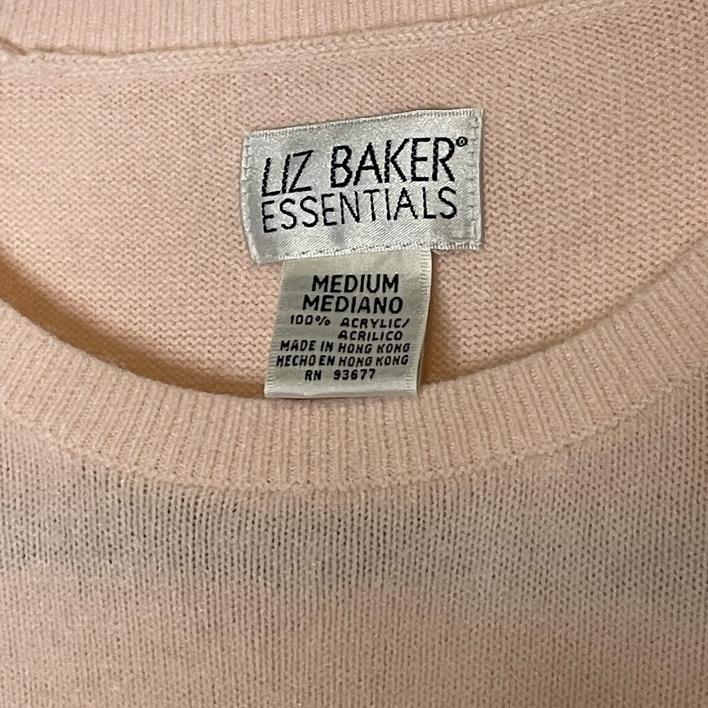 Liz baker/ short sleeve scoop neck pull over acrylic sweater light pink‌‌‌ - Picture 5 of 5